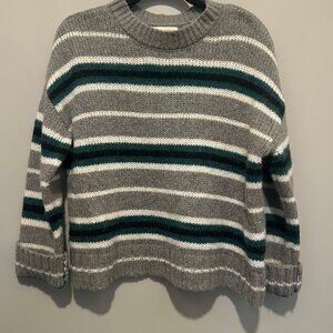 Grey striped wool blend oversized sweater